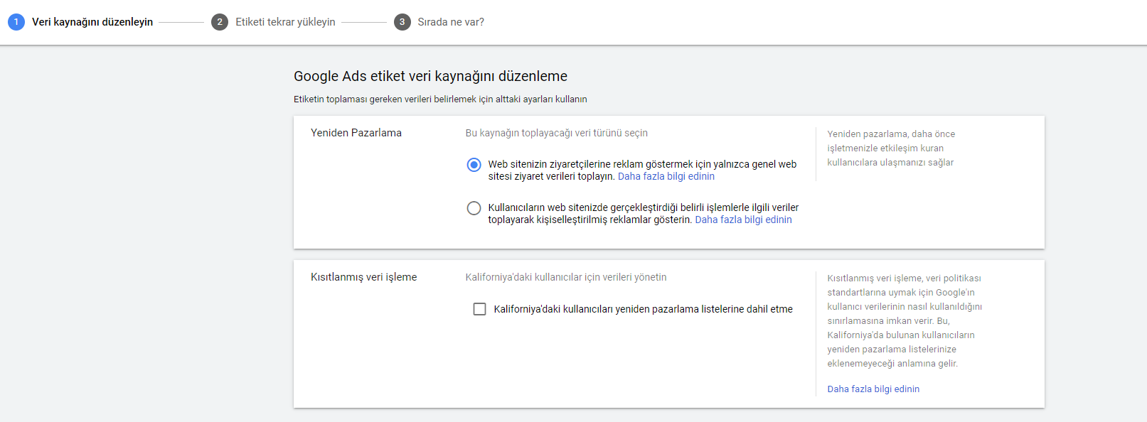 Google Ads Remarketing Adım 2